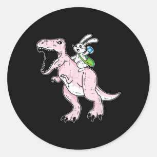 Bunny Riding Dinosaur Easter Egg Hunting Rabbit Sp Classic Round Sticker