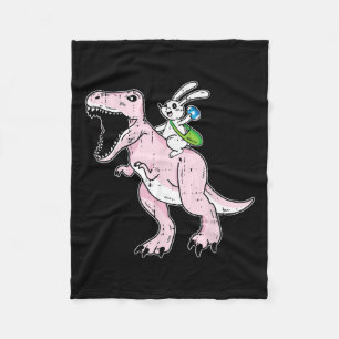 Bunny Riding Dinosaur Easter Egg Hunting Rabbit Sp Fleece Blanket