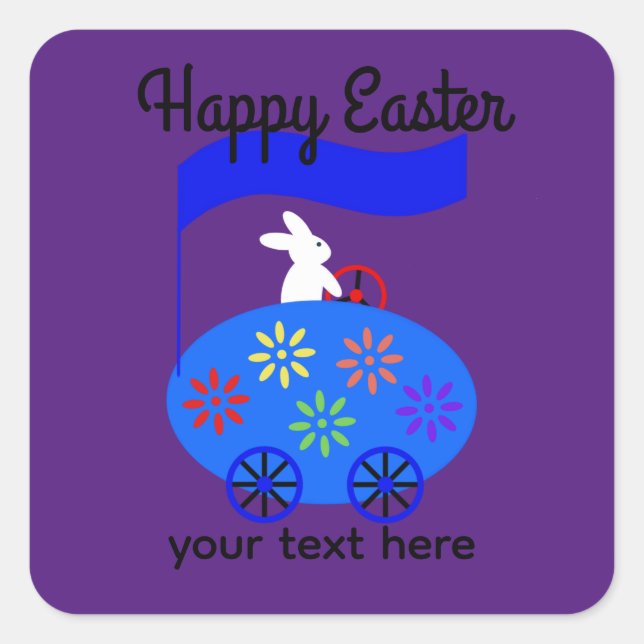 Bunny Riding Egg Car #1-2 Stickers (Front)