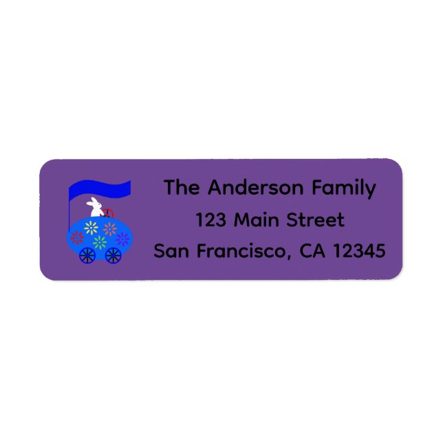 Bunny Riding Egg Car #1 Return Address Labels (Front)