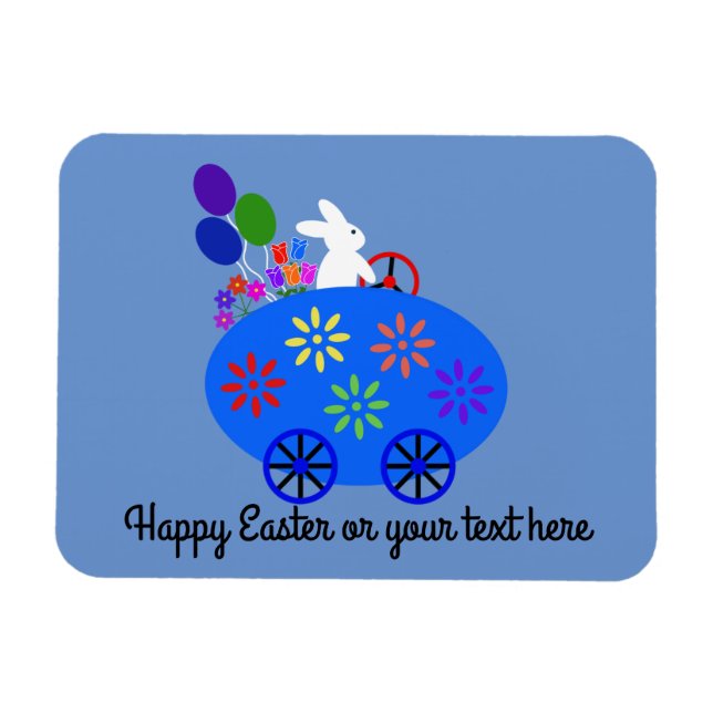 Bunny Riding Egg Car #2 Magnet (Horizontal)