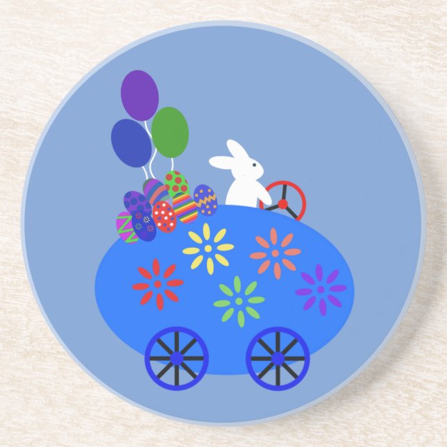 Bunny Riding Egg Car #3 Coaster (Front)
