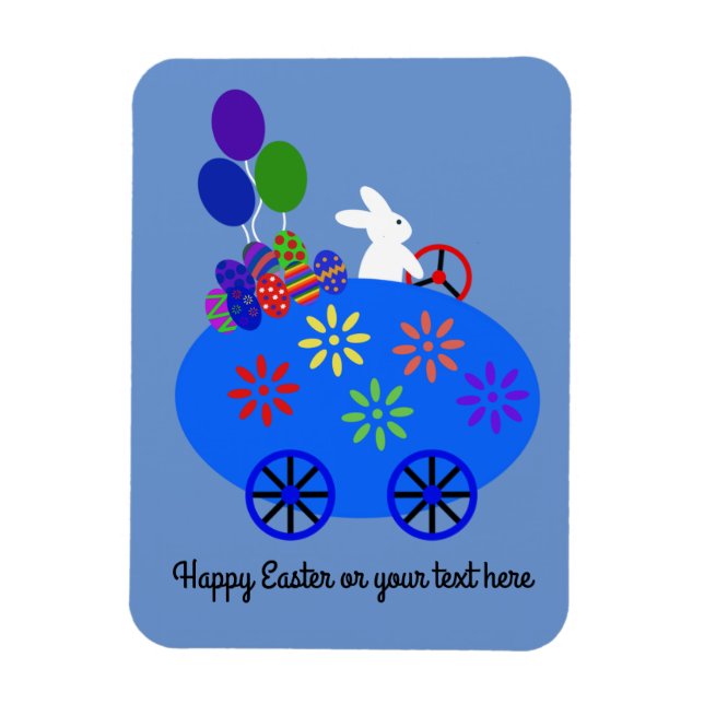 Bunny Riding Egg Car #3 Magnet (Vertical)