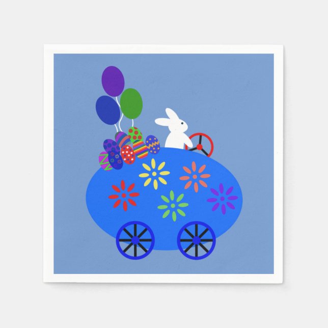 Bunny Riding Egg Car #3 Napkins (Front)