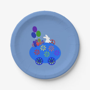 Bunny Riding Egg Car #3 Paper Plates