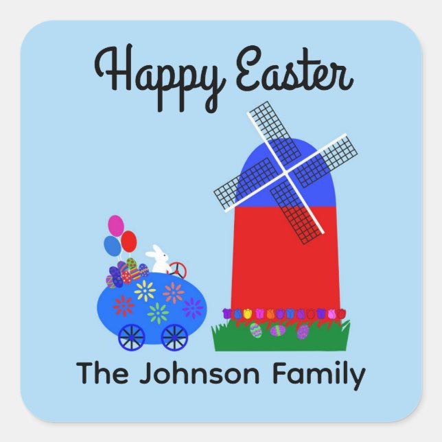 Bunny Riding Egg Car #4 Stickers (Front)