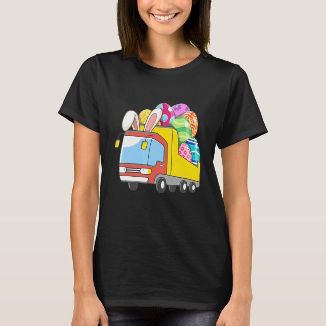 Bunny Riding Garbage Truck Easter Day Bunny Garbag T-Shirt (Front)