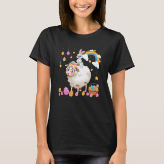 Bunny Riding Sheep Easter Day Costume Farmer Hunti T-Shirt