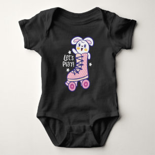 Bunny roller skate baby bodysuit