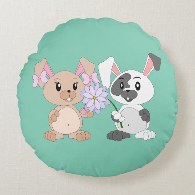 Bunny - Round Throw Pillow (16") (Front)