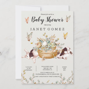 Bunny Rustic Farm Country Baby Shower Invitation