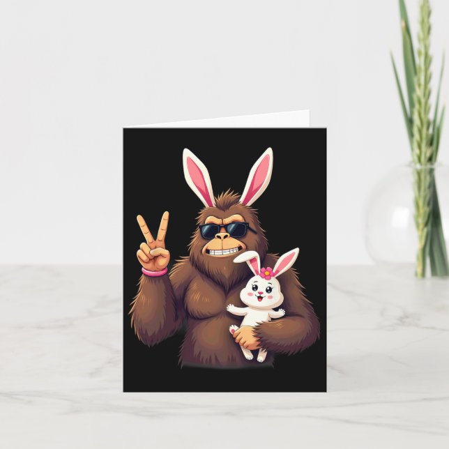 Bunny Sasquatch Bigfoot Sungles Easter 1  Card (Front)