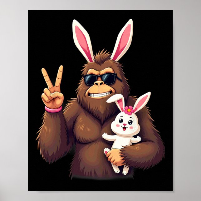 Bunny Sasquatch Bigfoot Sungles Easter 1  Poster (Front)