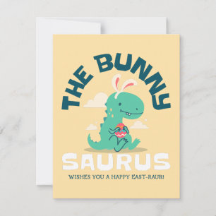 Bunny Saurus Roars Easter Cheer Holiday Card
