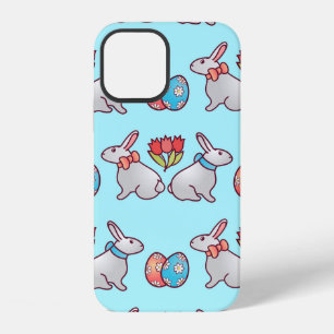 Bunny seamless pattern with easter eggs and a bouq iPhone 12 case
