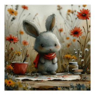 Bunny Serenade: A Bit of Whimsy Bunny Poster