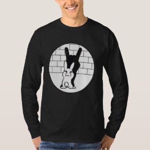 Bunny Shadow Play Devil Horns Black And White T-Shirt