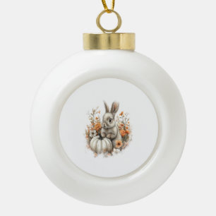 Bunny Shirt Country Pumpkin Ceramic Ball Christmas Ornament