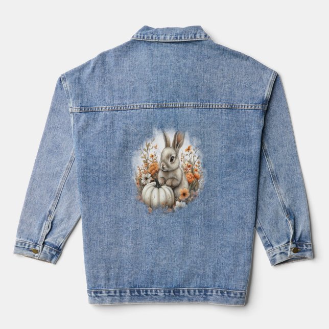 Bunny Shirt Country Pumpkin Denim Jacket (Back)