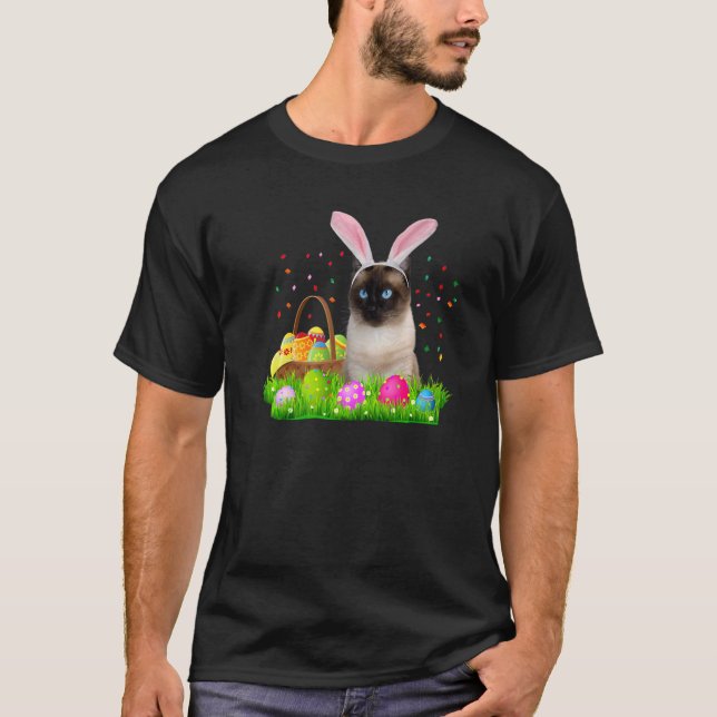 Bunny Siamese Cat  Easter Siamese Cat T-Shirt (Front)