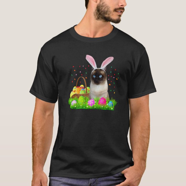 Bunny Siamese Cat  Easter Siamese Cat T-Shirt (Front)
