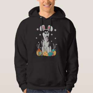 Bunny Siberian Husky Dog Happy Easter Day  Egg Hun Hoodie