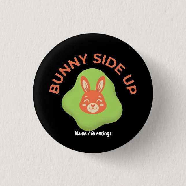 Bunny Side Up Retro Easter Egg Graphic Design  3 Cm Round Badge (Front)