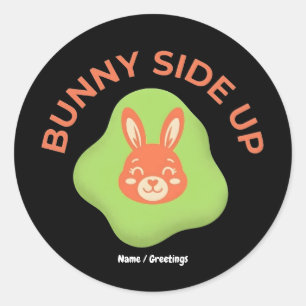 Bunny Side Up Retro Easter Egg Graphic Design  Classic Round Sticker