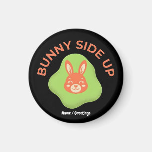 Bunny Side Up Retro Easter Egg Graphic Design  Magnet