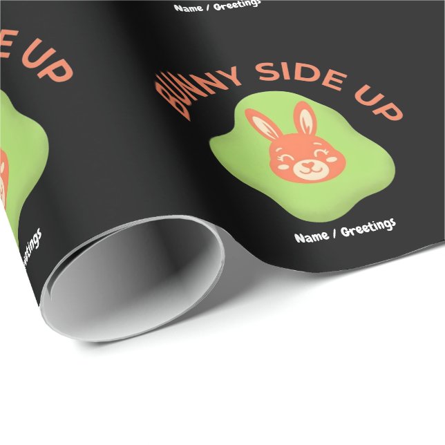 Bunny Side Up Retro Easter Egg Graphic Design  Wrapping Paper (Roll Corner)