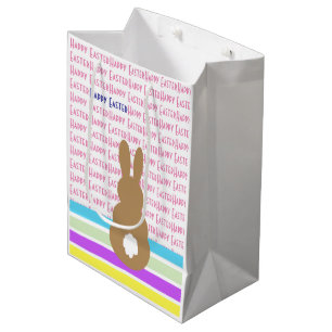 Bunny Silhouette And Happy Easter Design Medium Gift Bag