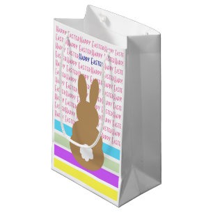 Bunny Silhouette And Happy Easter Design Small Gift Bag