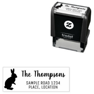Bunny Silhouette With Address Cute Easter Self-inking Stamp