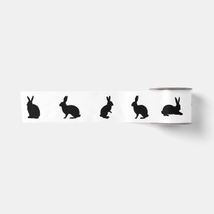 Bunny Silhouettes In Black Cute Easter Satin Ribbon