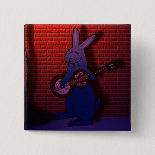 BUNNY SINGS THE BLUES 15 CM SQUARE BADGE