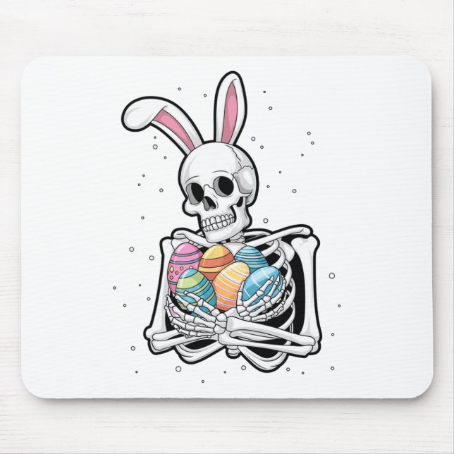 Bunny Skeleton Holding Easter Eggs Funny Easter Da Mouse Mat (Front)
