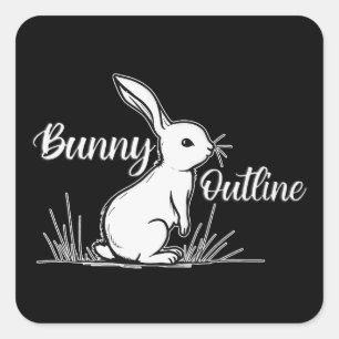 Bunny Sketch – Hand Drawn Rabbit - Autocolante Square Sticker