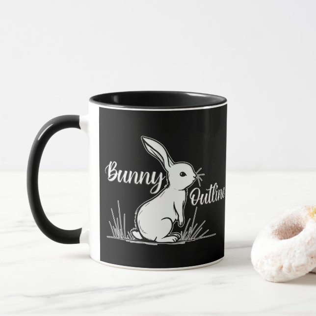 Bunny Sketch – Hand Drawn Rabbit - caneca Mug (With Donut)