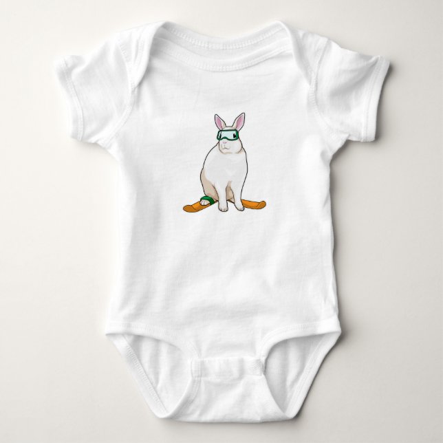 Bunny Skier Ski Baby Bodysuit (Front)