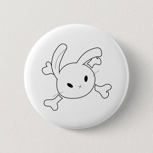 bunny skull 6 cm round badge (Front)