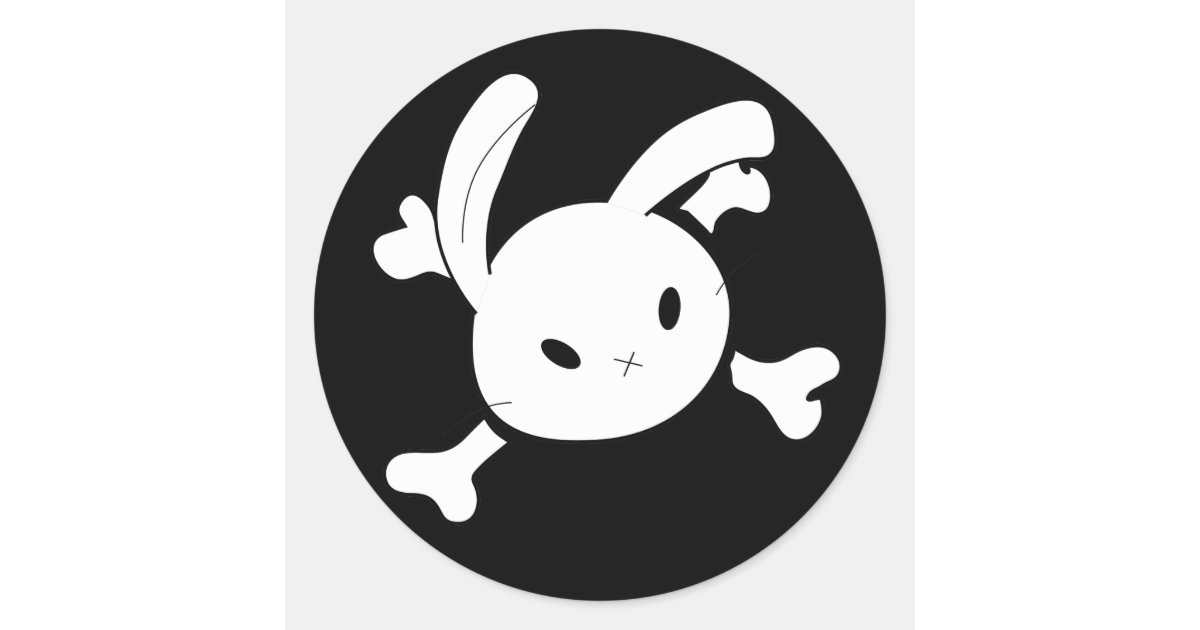 bunny skull classic round sticker Zazzle.co.uk