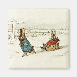 “Bunny Sleigh Ride” by Beatrix Potter Magnet