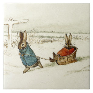“Bunny Sleigh Ride” by Beatrix Potter Tile