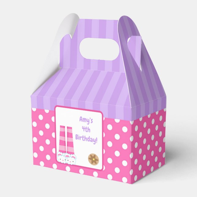 Bunny Slippers Pyjamas & Pancakes Birthday Party Favour Box (Front Side)