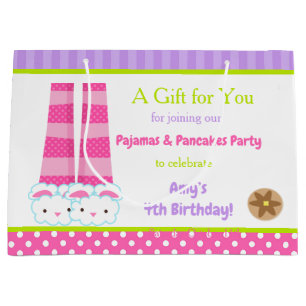 Bunny Slippers Pyjamas & Pancakes Birthday Party Large Gift Bag