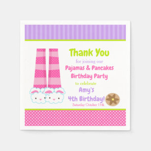 Bunny Slippers Pyjamas & Pancakes Birthday Party Napkin