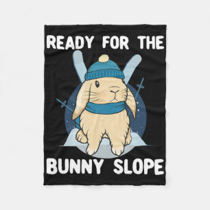Bunny Slope Skiing Beginner Skier Snowboarding Fleece Blanket