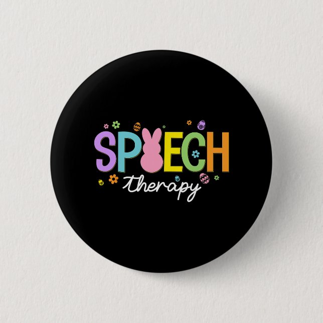Bunny Speech Therapist Slp Easter Day Speech Thera 6 Cm Round Badge (Front)