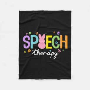 Bunny Speech Therapist Slp Easter Day Speech Thera Fleece Blanket
