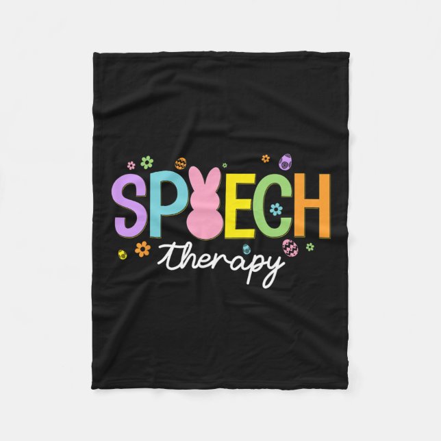 Bunny Speech Therapist Slp Easter Day Speech Thera Fleece Blanket (Front)